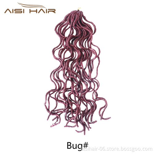 Aisi Hair Faux Locs Curly Crochet Hair Extensions 18inch Long 24 Roots Soft Crochet Braids Dreadlock Hairpieces
